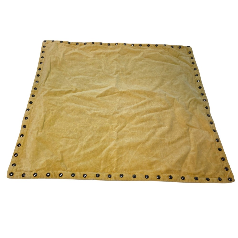 West Elm Mustard Yellow Cotton Velvet Studded‎ 20x20 Square Pillow Cover